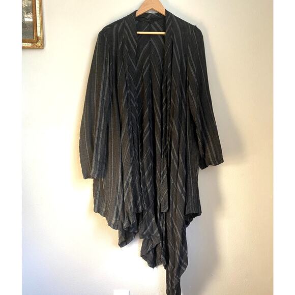Skullz London Striped Cotton Black Asymmetrical Drape Duster Cardigan Whimsygoth - Picture 1 of 7